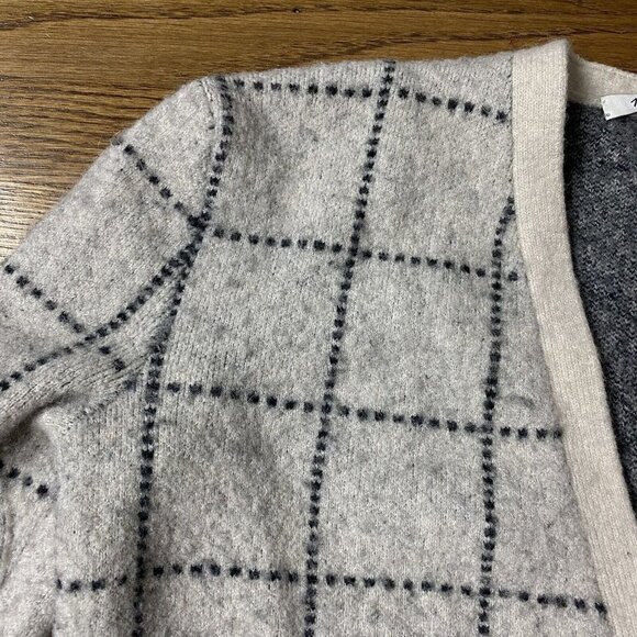 Madewell Ryder Cardigan Women XS Merino Wool Alpaca Blend Windowpane Open Duster - Picture 3 of 11